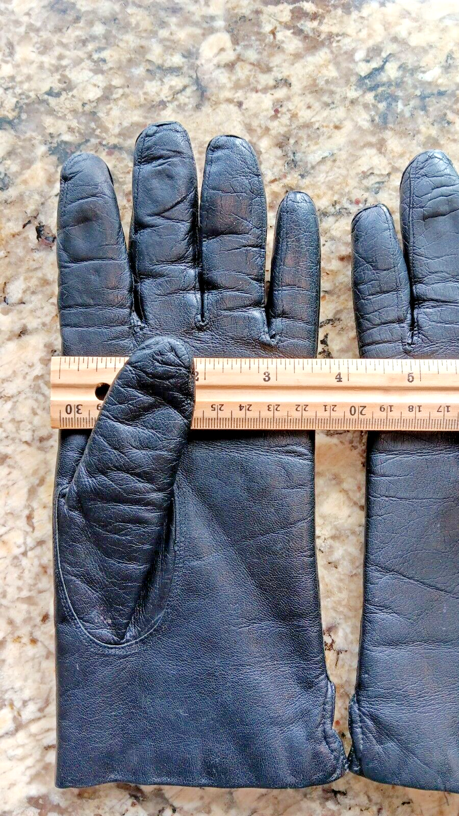 Vintage 7.5 Women Lamb Leather Gloves Soft Rabbit Fur Insulation Made In Italy