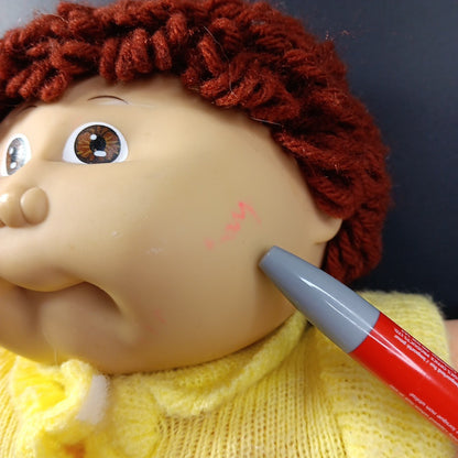1985 15in VTG Cabbage Patch Kids Doll With Sweater Brown Hair Eyes #1 TW