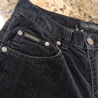 Size 8 X 28 Calvin Klein Jeans Womens Black Velvet Bootcut Mid Rise Pants KH