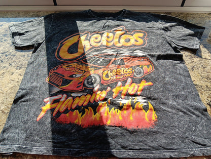 Rare Large Cheetos Racing Shirt Adult Black Flamin Hot Short Sleeve Tee Pepsi MX