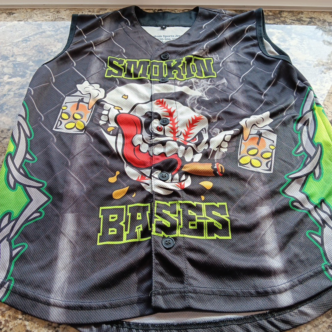Small Mens Jersey Sleeveless Shirt Smokin Basses Custom Jersey Shirt CA