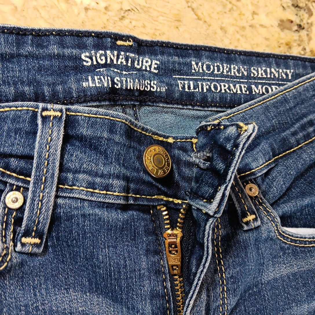 Size 27 X 28 Levi Strauss Signature Modern Skinny Womens Blue Jeans Good Cond PK