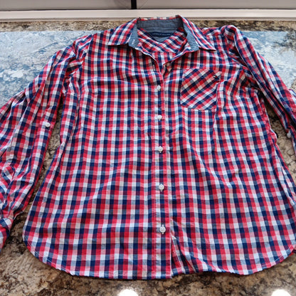 Large Tommy Hilfiger Womens Button Down Long Sleeves Check Shirt Very Good X
