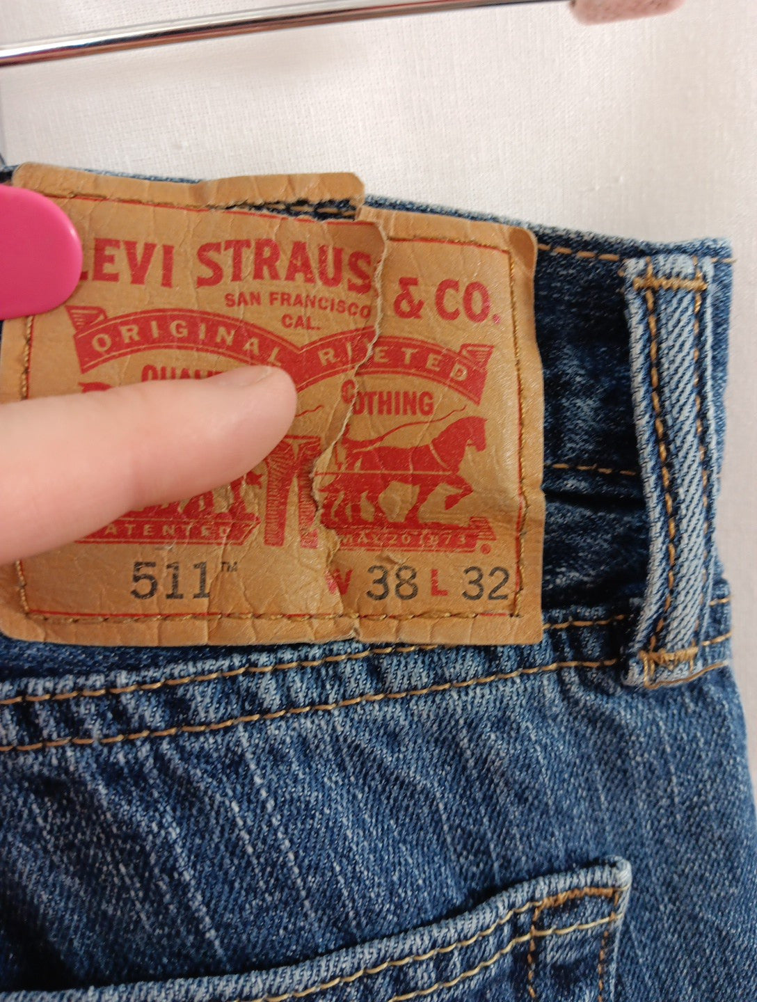 Levi Premium 511 Denim Jeans Mens Size 38x32 Blue Regular Straight See Notes BD