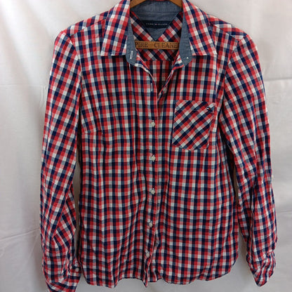 Large Tommy Hilfiger Womens Button Down Long Sleeves Check Shirt Very Good X