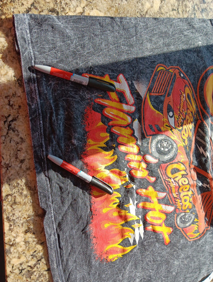 Rare Large Cheetos Racing Shirt Adult Black Flamin Hot Short Sleeve Tee Pepsi MX