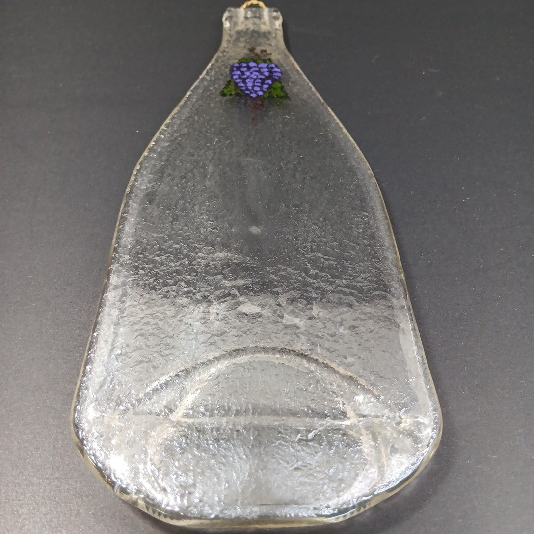 Flat Wine Bottle Flattened Melted Glass 12in Cutting Board Cheese Hangable X