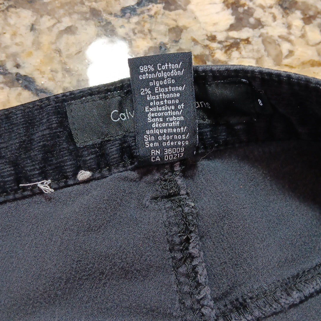 Size 8 X 28 Calvin Klein Jeans Womens Black Velvet Bootcut Mid Rise Pants KH