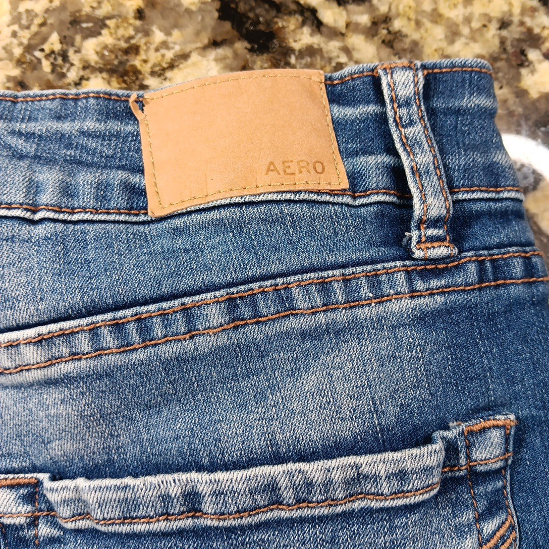 Size 26 Aeropostale Distressed Jean Shorts Button Up High Rise Womens Shorts X