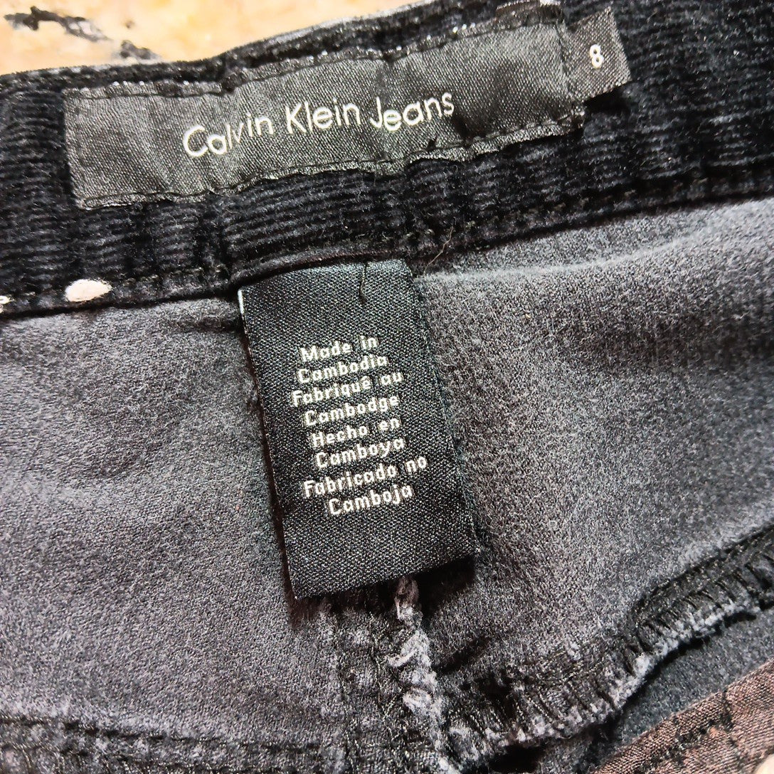 Size 8 X 28 Calvin Klein Jeans Womens Black Velvet Bootcut Mid Rise Pants KH