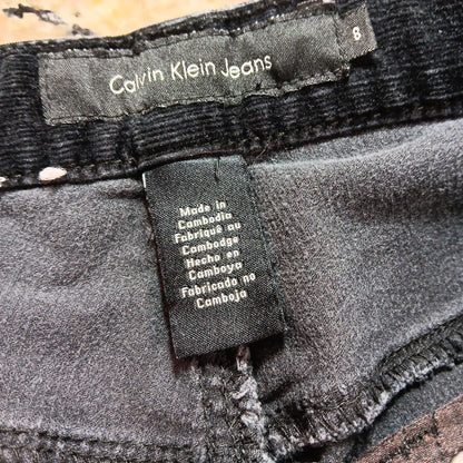 Size 8 X 28 Calvin Klein Jeans Womens Black Velvet Bootcut Mid Rise Pants KH