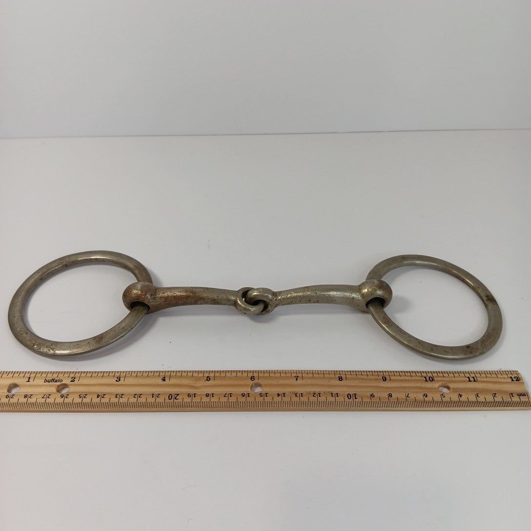 Horse Bridal Bit Iron Single Jointed Loose Iron Ring Snaffle Western 12”  X