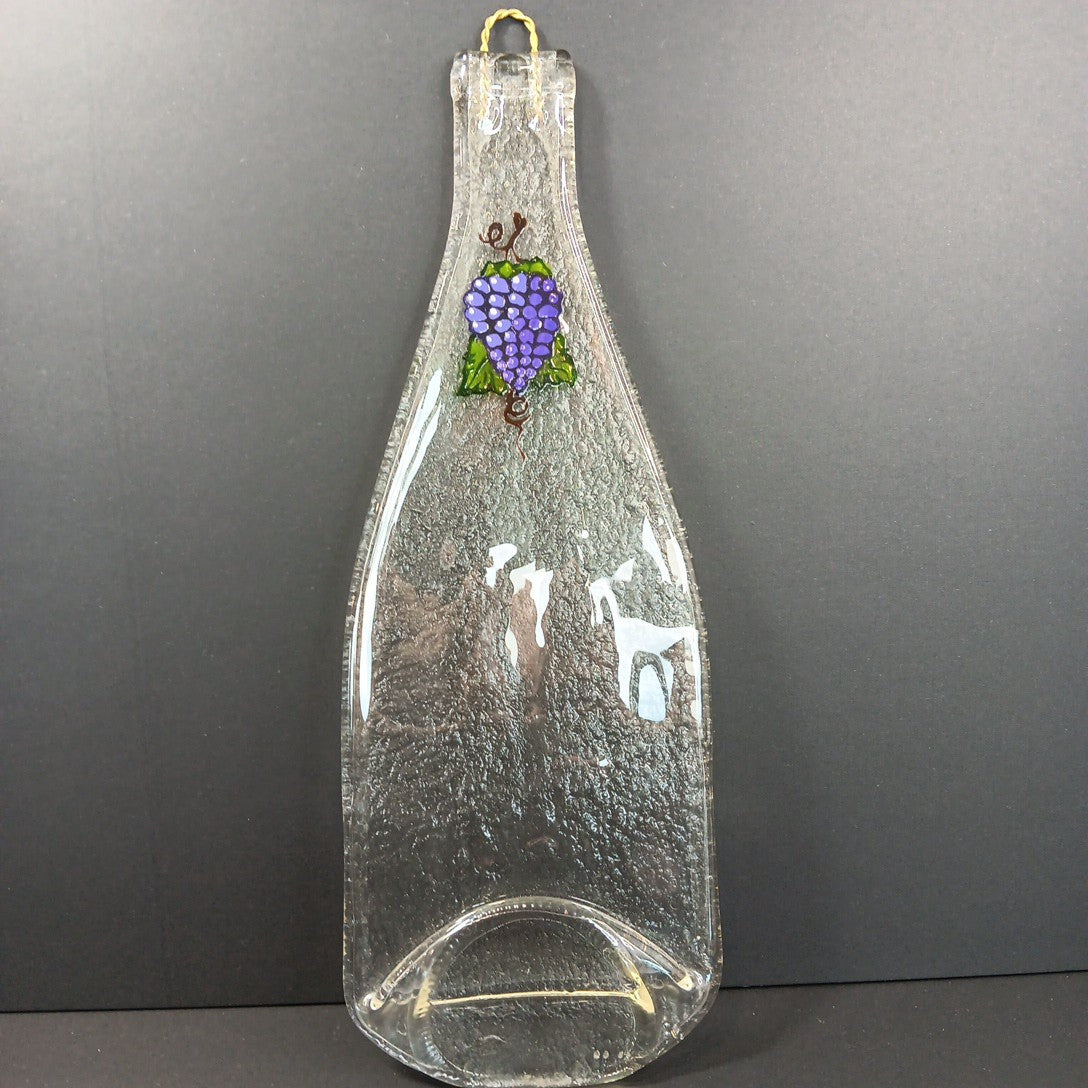 Flat Wine Bottle Flattened Melted Glass 12in Cutting Board Cheese Hangable X