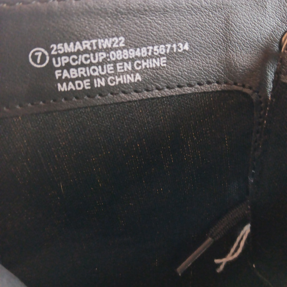 Size 7 Women's Time & TRU Lug Combat Boot, White, Lace + Zip Up Punk Goth CN