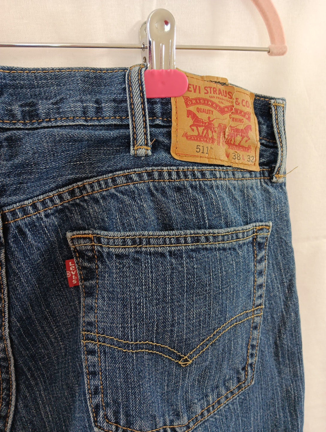 Levi Premium 511 Denim Jeans Mens Size 38x32 Blue Regular Straight See Notes BD