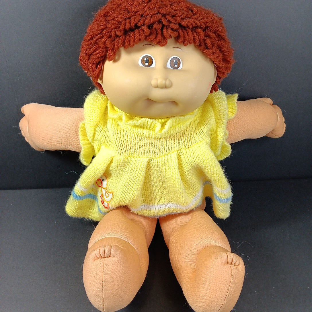 1985 15in VTG Cabbage Patch Kids Doll With Sweater Brown Hair Eyes #1 TW