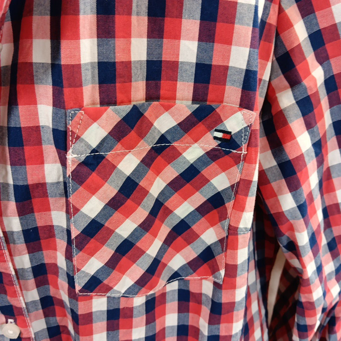 Large Tommy Hilfiger Womens Button Down Long Sleeves Check Shirt Very Good X
