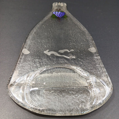 Flat Wine Bottle Flattened Melted Glass 12in Cutting Board Cheese Hangable X