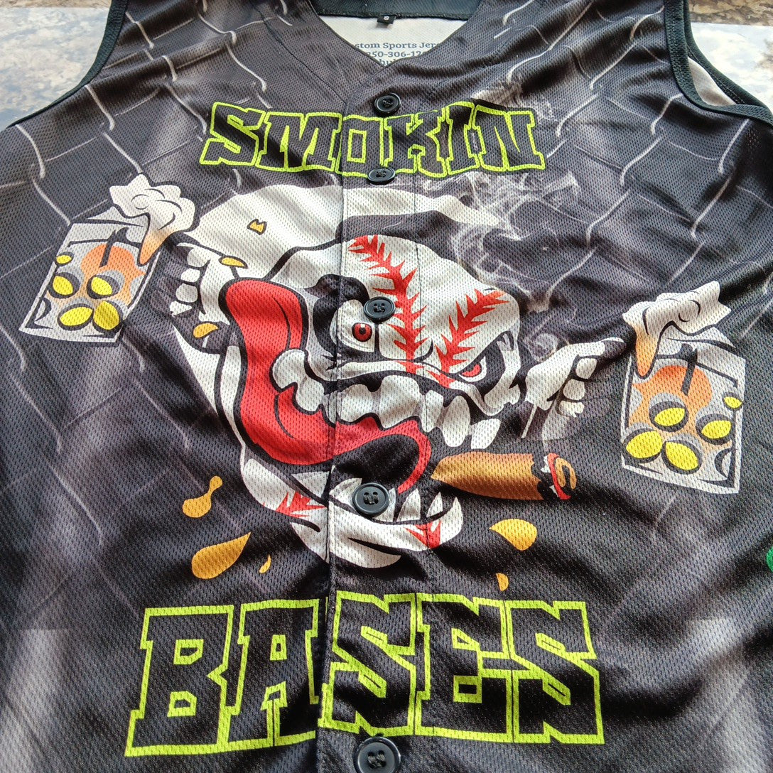 Small Mens Jersey Sleeveless Shirt Smokin Basses Custom Jersey Shirt CA